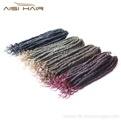 Aisi Hair 16 Inch Crochet Braids Curly Crochet Hairpieces Goddess Faux Locs Synthetic Hair Extensions Ombre Braiding Hair